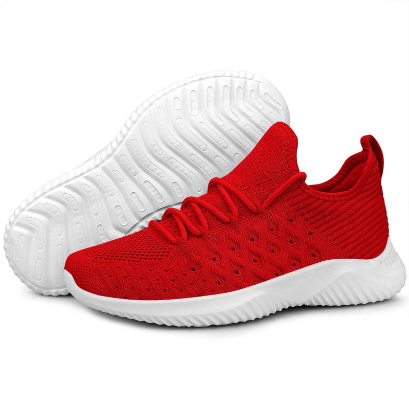 Feethit Womens Slip On Walking Shoes Non Slip Running Shoes Breathable Workout Shoes Lightweight Gym Sneakers Red Size 10 - Image 4